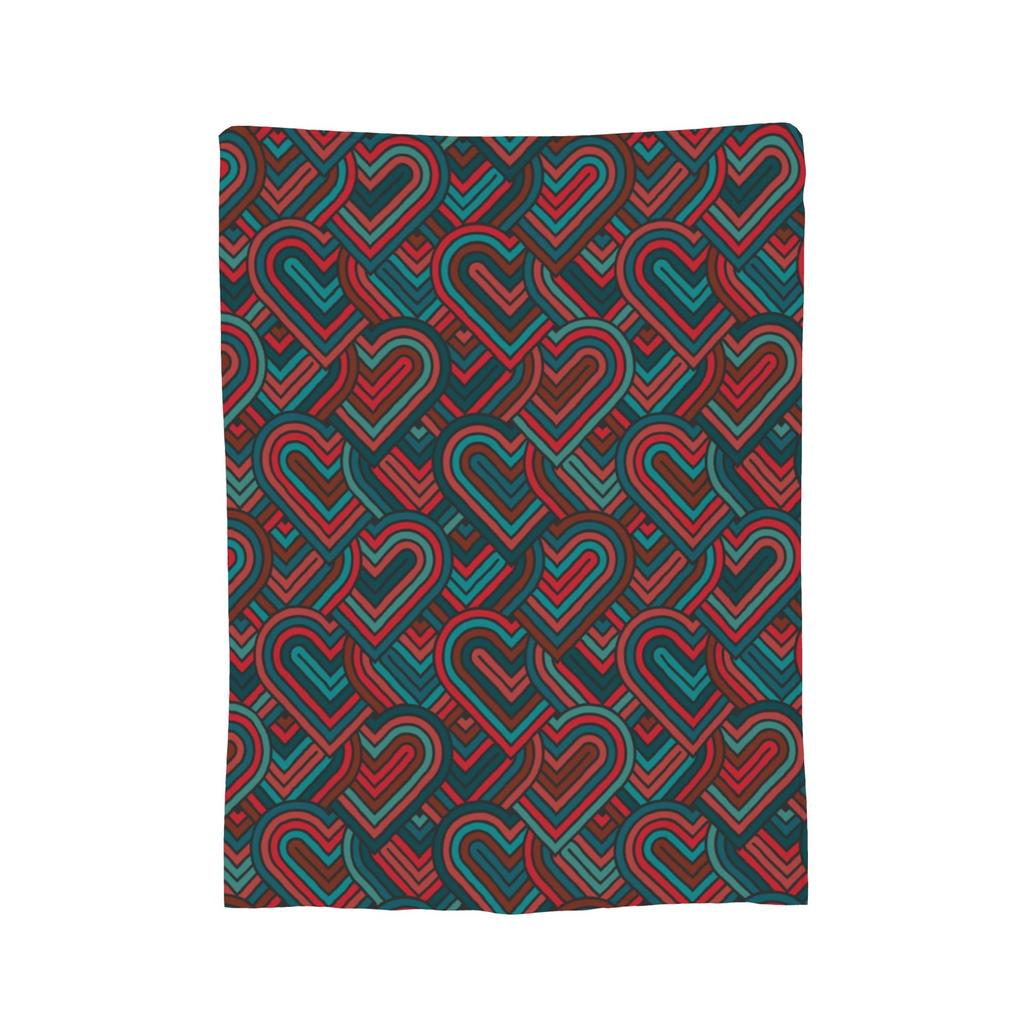 Scratched Heart Pattern Blankets Velvet Print Portable Lightweight Throw Blankets for Bed Outdoor Plush Thin Quilt