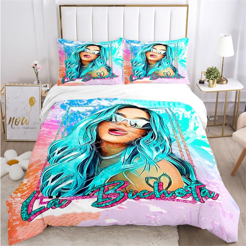 Сексуальная певица Karol G Всесезонный пододеяльник Одеяло Постельный набор Мягкий пододеяльник и наволочки Подростковый Односпальный/Двуспальный/Квинсайз/Кингсайз