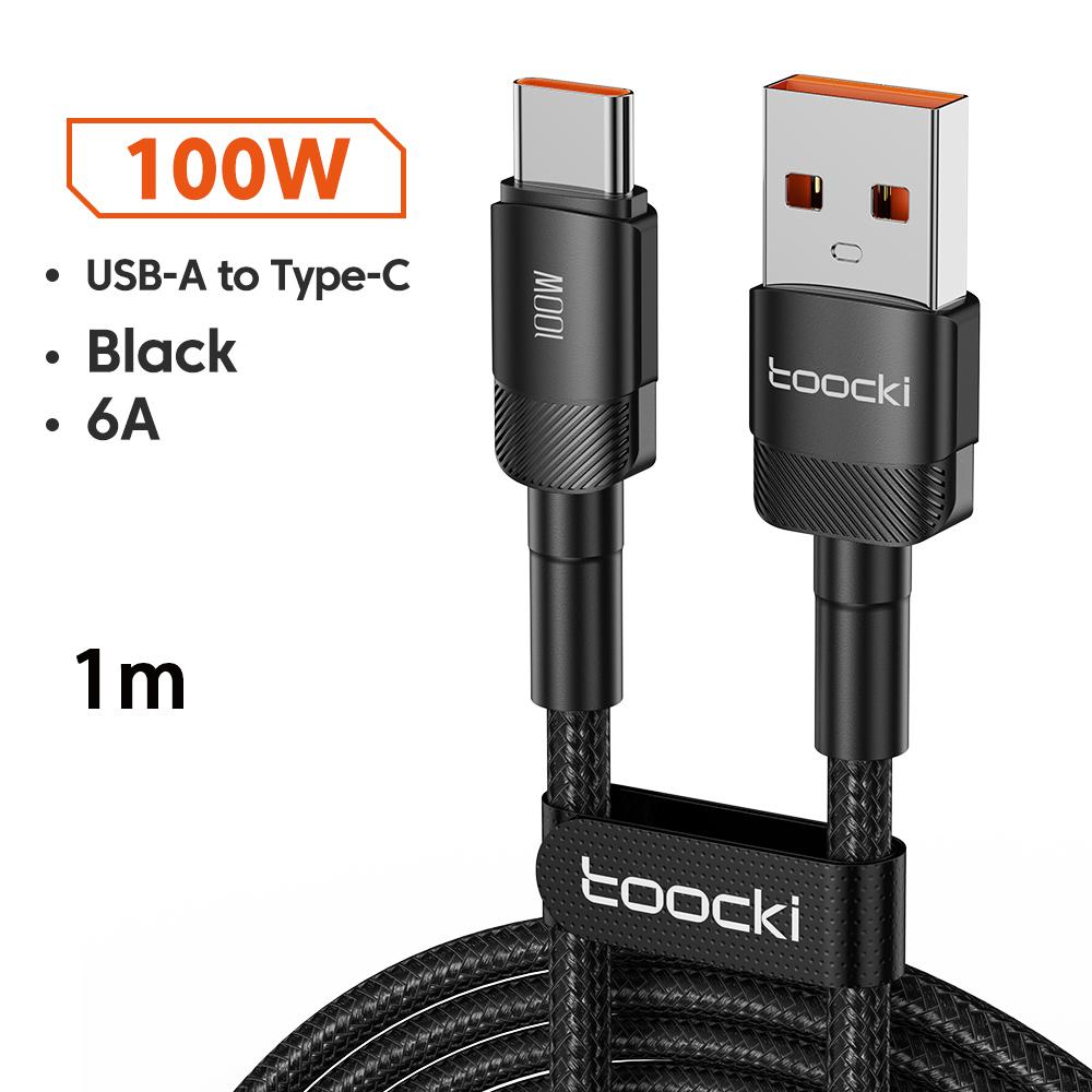 Toocki 6A USB To Type C Cable for Huawei Xiaomi PD 100W Fast Charging Charger USB C Data Cord Quick Charge for Samsung Oneplus 5