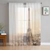 Eiffel Tower Building City Modern Tulle Curtains For Living Room Bedroom Home Kitchen Window Sheer Curtains