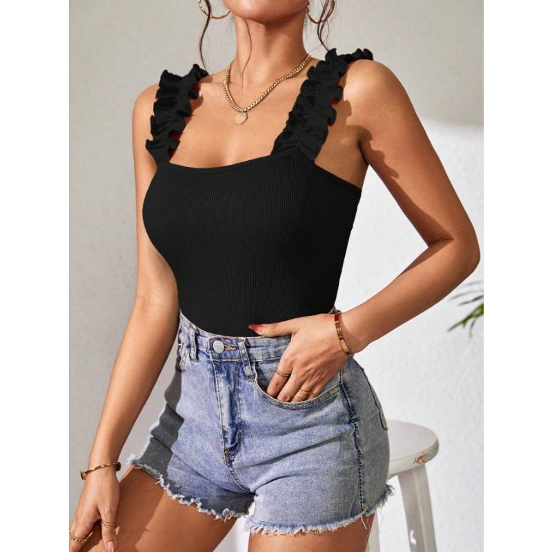 Summer Women's Knitted Camisole Solid Colour Inner Sleeveless Bodysuit