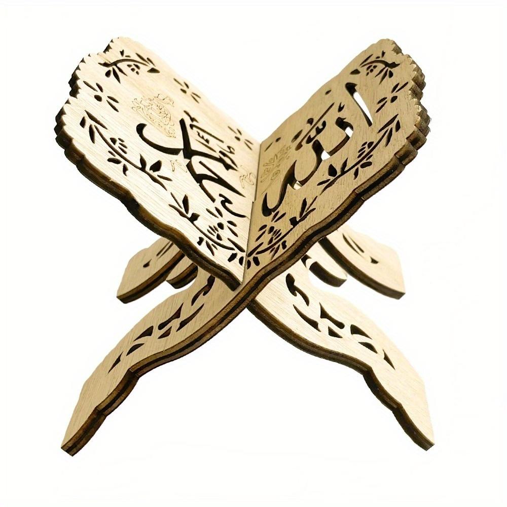 Wooden Book Shelf Holder Holy Prayer Book Stand Wooden Plaque Islamic Eid Ramadan Mubarak Home Decoration New Wood Centerpieces Small Bookshelves