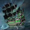 Строительные блоки-игрушки «Акула-призрак и пиратский корабль» - Интегрированный скелет акулы и пиратский корабль-призрак со светодиодной подсветкой - Подсвечивается для захватывающего