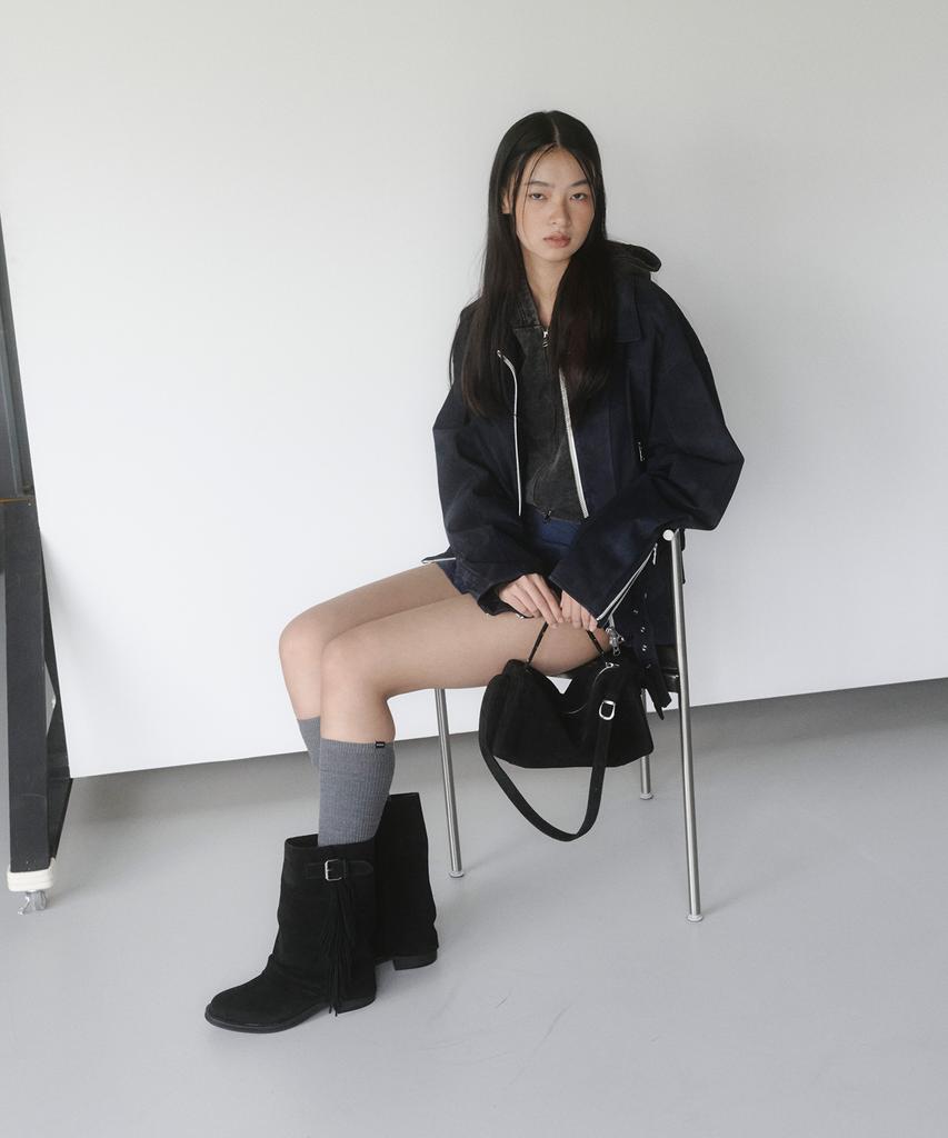 Khiho Freya Fringe Mid Boots Black