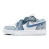 Детские кроссовки Air Jordan 1 Low ALT PS из стираного денима бело-голландско-синие DM8948-100