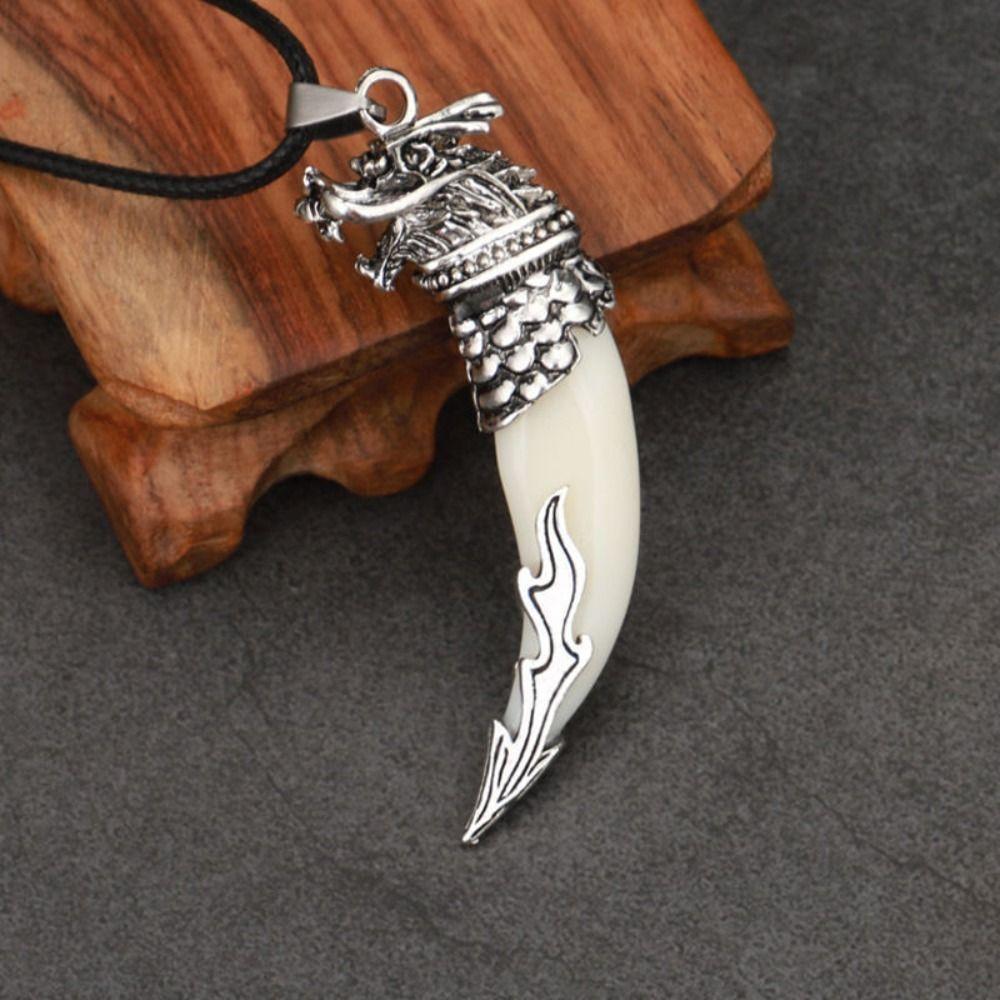Ожерелье из цинкового сплава с клыками волка, натуральный зуб, тибетский амулет, новое ожерелье, ювелирное изделие
