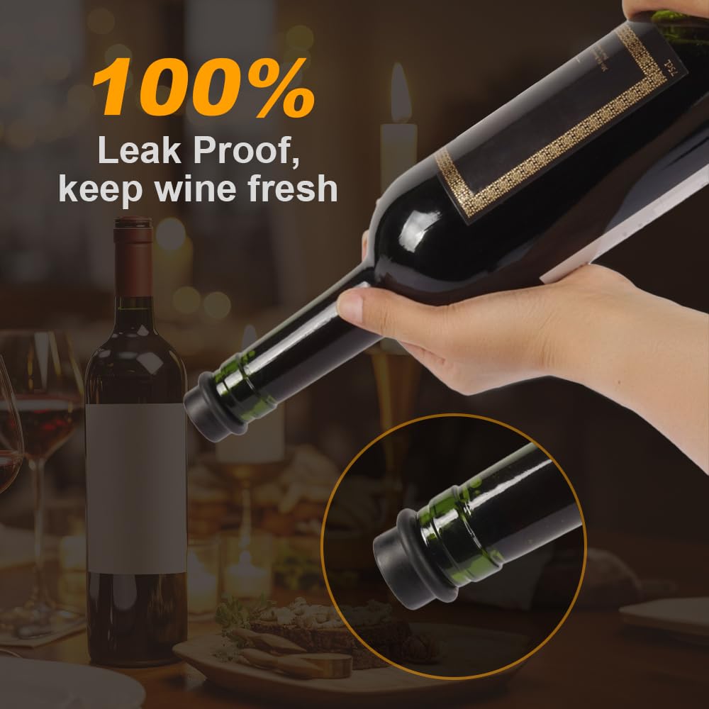 Wine Saver Pump Vacuum Wine Bottle Stoppers with Food Grade Silicone Leak Proof Keep Fresh Suitable for All Standard Wine Bottle