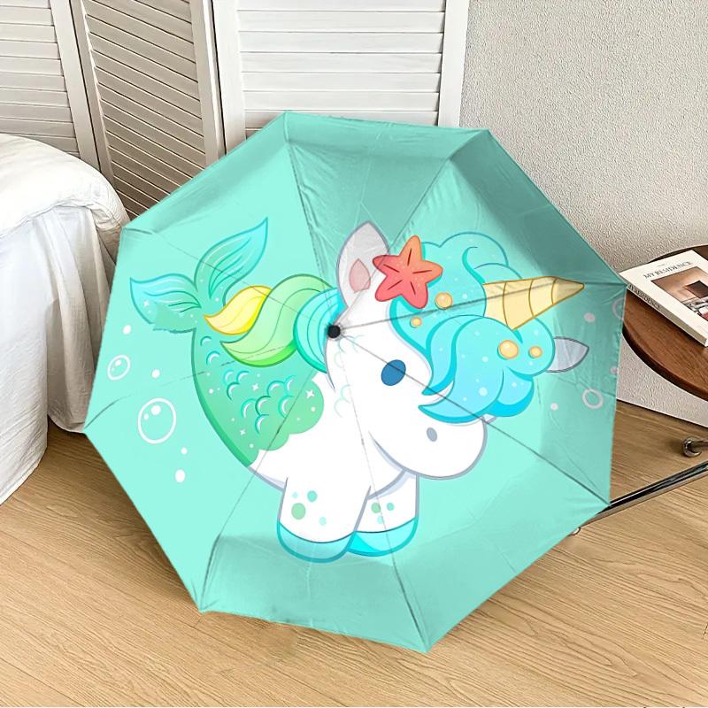 1pc Mermaid Unicorn Automatic Open/Close Umbrella, Folding Compact Umbrella with Lightweight Design for Women/Men yy251011050
