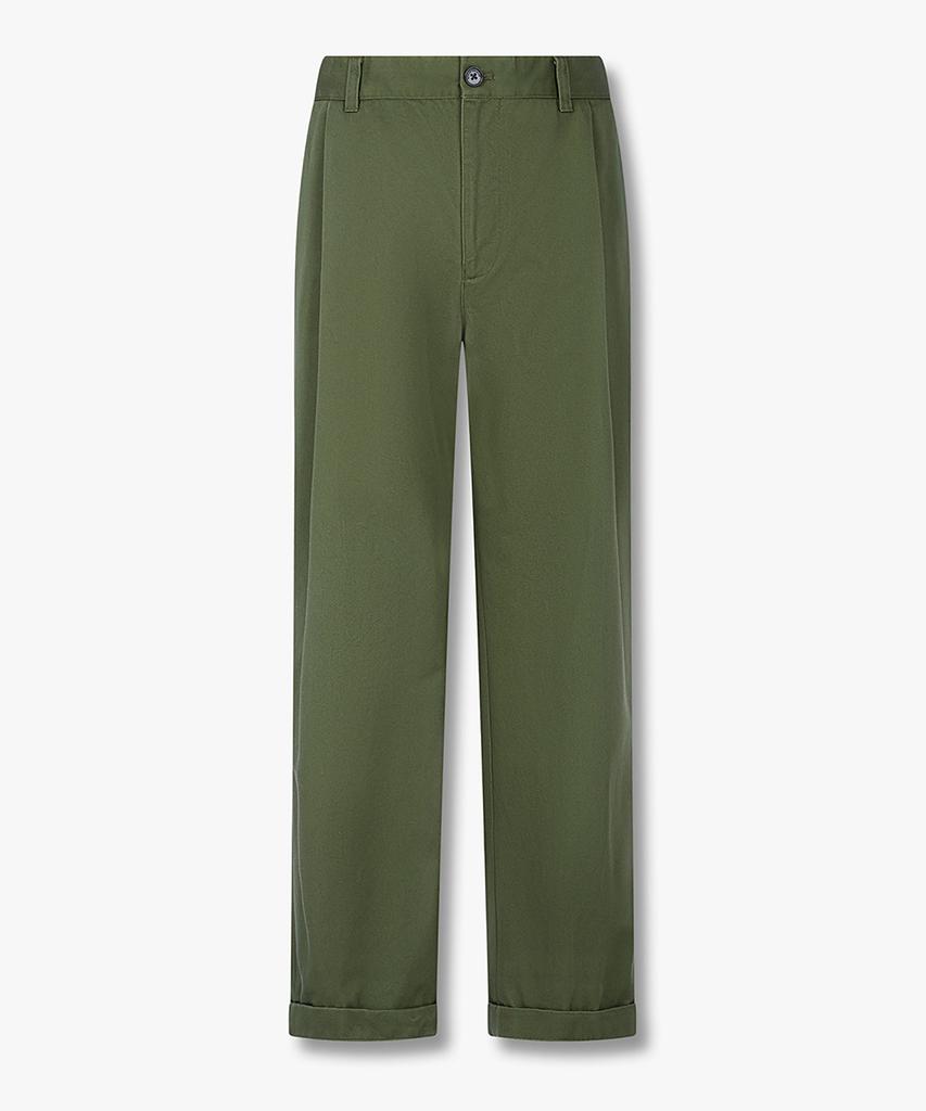 MAN ON THE BOON Washed One-Tuck Roll-Up Hem Chino Pants_Olive 4715304002