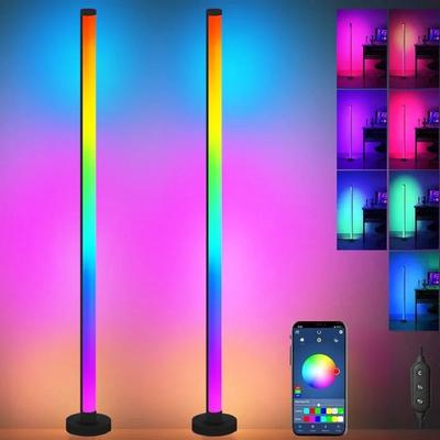 Умный светодиодный напольный светильник RGB с дистанционным управлением и приложением, синхронизацией музыки, угловым освещением, таймером, современным напольным светильником для игровой гостиной