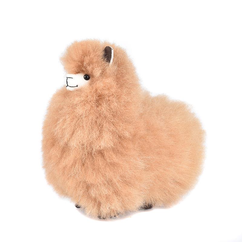 Peruvian Handmade Alpaca Wool Plush Toy - Warm Camel Wheat Doll Ornament, Cozy Gift