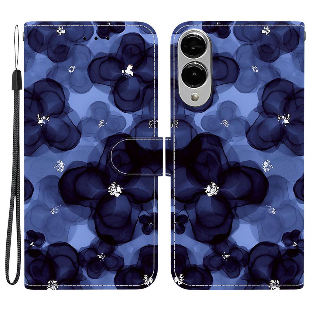 Для Samsung Galaxy S25 Edge Чехол-кошелек с принтом, кожаный чехол-подставка для телефона с ремешком