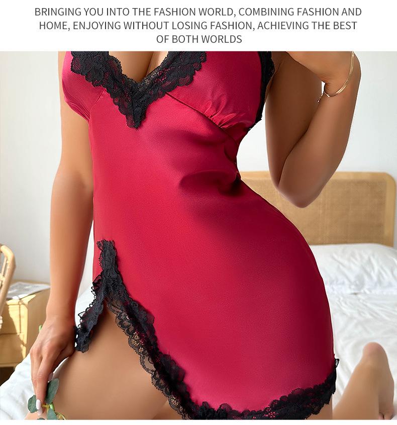 Женская пижама на тонких бретельках из искусственного шелка - Сексуальная и удобная летняя ночная сорочка, домашняя одежда в европейском и американском стиле.