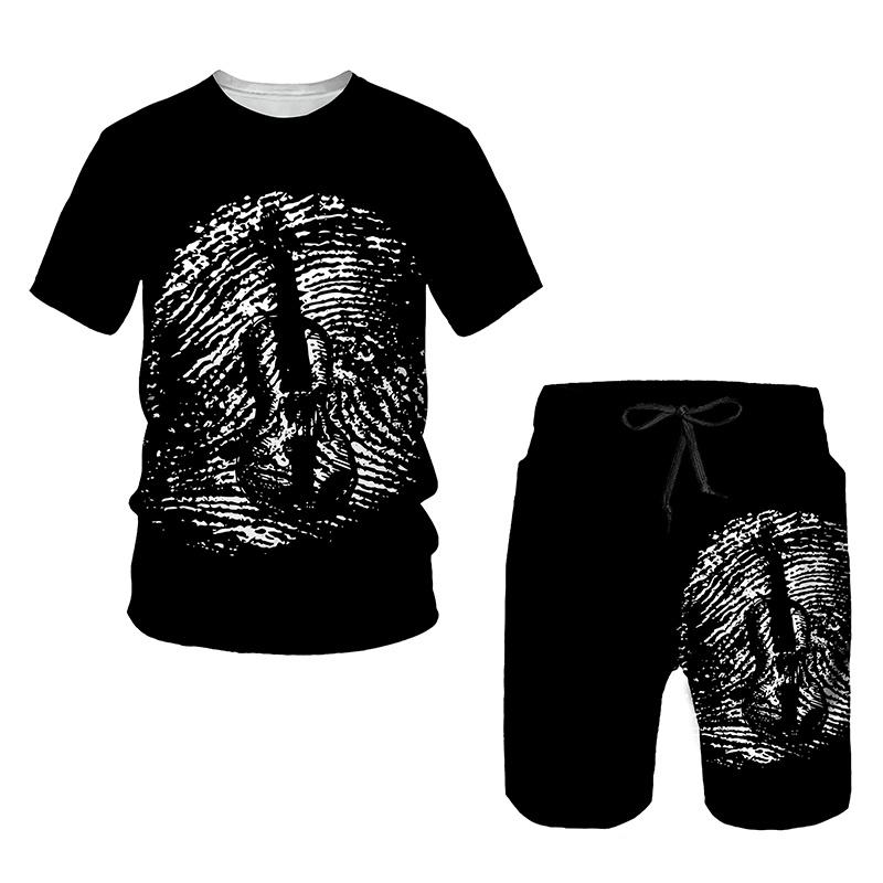 Летний модный мужской комплект из двух предметов, летняя футболка и спортивные шорты для бега, фитнеса, повседневная спортивная одежда с короткими рукавами, спортивный костюм