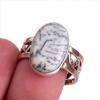Natural Dendrite Opal Gemstone Two Tone 925 Sterling Silver Ring Size 8.5 n3H52