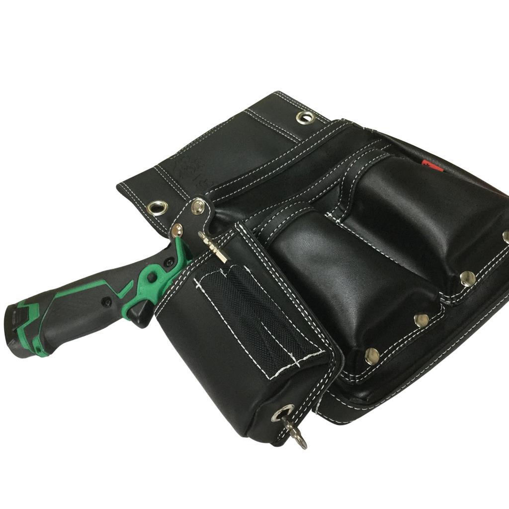 Gokusho Black Cowhide Nail Bag with Ink Pot Holder GL-03B