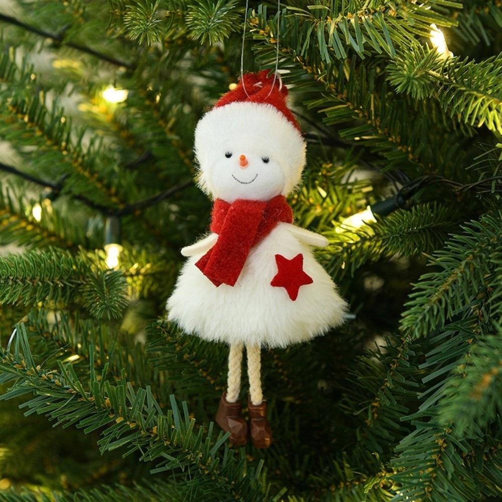 Angel Doll Hanging Plush Ornament Snowman Pattern Christmas Hanging Doll Christmas Tree Decor