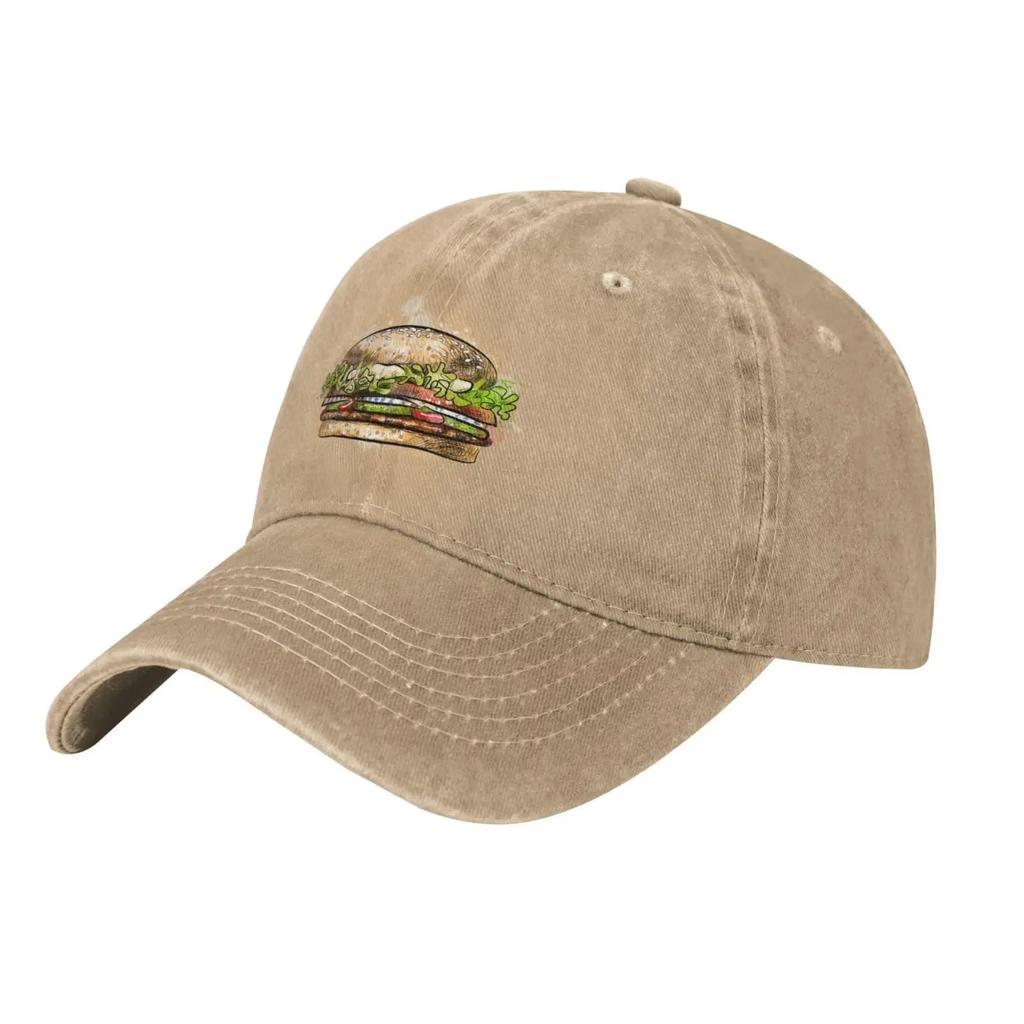 Hamburger Baseball Cap for Men Women Hats Denim Trucker Caps Dad Hat