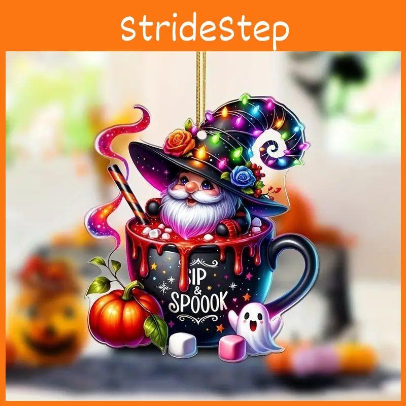 Candy Santa Halloween Claus Design Acrylic Flat Surface Pendant For Car Decor