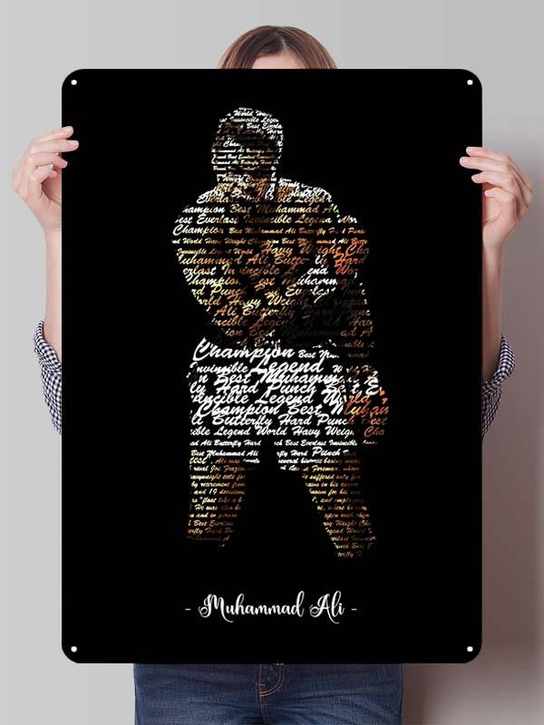 Металлические постеры с изображением Мухаммеда Али, боксера, декор для комнаты, изготовленные на заказ металлические таблички с боксерскими мотивами для украшения стен, ретро-стиль для дома и мужской тематики.