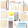 61 Piece Set Diy Pottery Wood Clay Tools Small Carving Knife Set Plastic Sponge Roller Punch