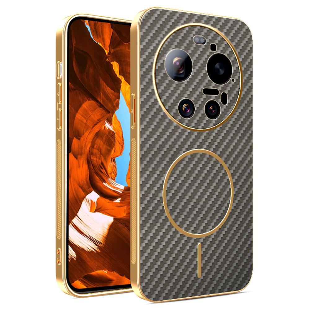 Чехол для Xiaomi 17 Ultra 5G, текстурированный под углеродное волокно, гальванизированный ТПУ, задняя крышка телефона