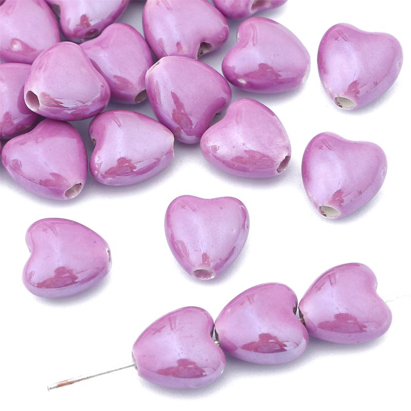 10 шт./пакет 10 мм, красочные керамические бусины ручной работы в форме сердца, фарфоровые бусины-разделители для браслетов, ожерелий, DIY ювелирных изделий, ремесленное изготовление