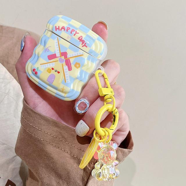 Чехол для наушников INS Heart Windmil для AirPods AirPod 2 3, чехол с милым медведем и разноцветными бусинами, подвеска, мягкий силиконовый чехол для AirPods Pro