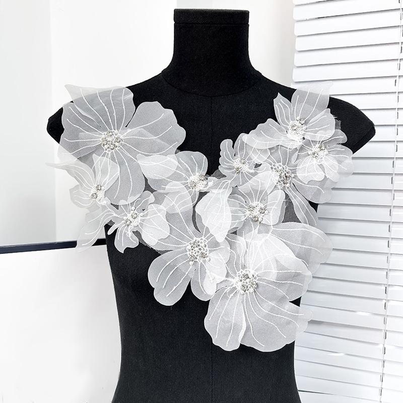 1 шт кружевные цветы одежда аксессуары тканевые украшения нашивка швейные принадлежности сетчатые цветы тканевые нашивки своими руками 4 цвета