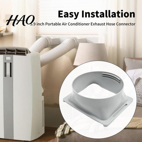 Universal Portable AC Connector 5.9 Inch Exhaust Hose Adapter Square to Easy Install Round Vent for Mobile Air Conditioner, Replacement Coupler