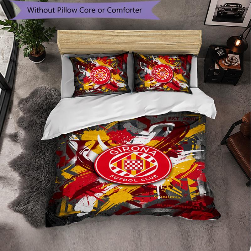 Girona FC Themed Bedding 3Pcs Duvet Cover Set Decorative Bed Linen For Teen Room Home Decoration
