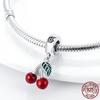Вишневые подвесные бусины подходят для брендового браслета, ожерелья из серебра 925 пробы, изготовления ювелирных изделий для женщин, подарка