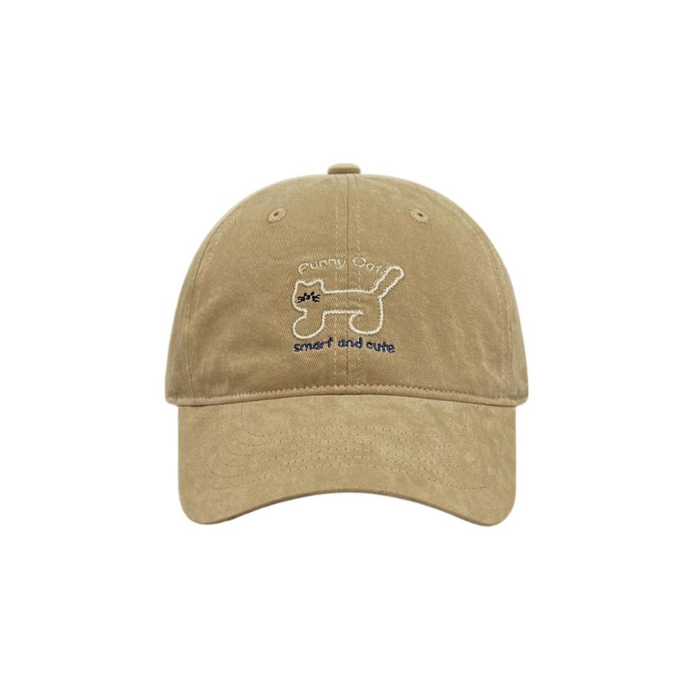 Adjustable Sunscreen Baseball Cap Breathable Cotton Peaked Hat Cat Embroidered Cap Unisex