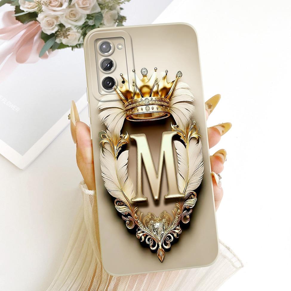 For Samsung Galaxy Note20 5G SM-N981B Case For Samsung Note20 5G Cover Luxury A-Z Letters Cool Crown 2D Painted Silicone Casing