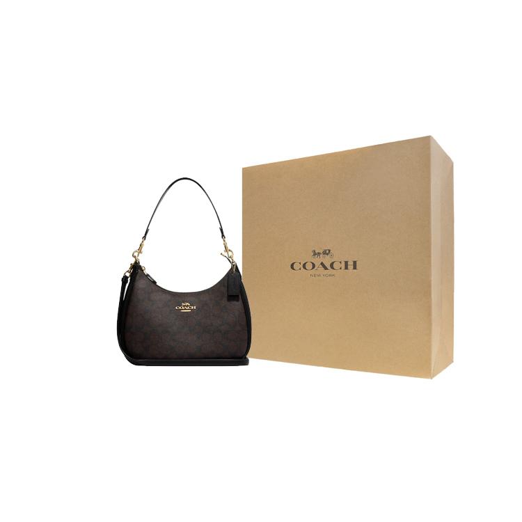 COACH Hobo Leather Saddle Bag , Handbag , Shoulder Bag Large Women's Black (Unisex) Shoulder Bags CK161 IMAA8