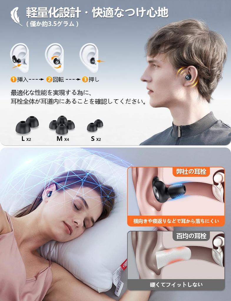 Earplugs for Noise 45db Noise Good Restful Earplugs That Only Block Sleep Earphone for Comes with Storage S M L [All-round Soundproofing] Sleep,