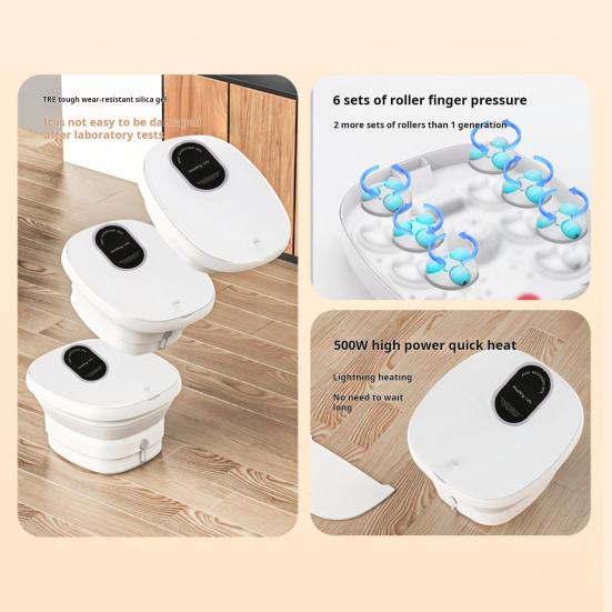 Складная ванна для ног с подогревом, красным светом, функцией таймера, контролем температуры, компактный размер, массажер для снятия стресса