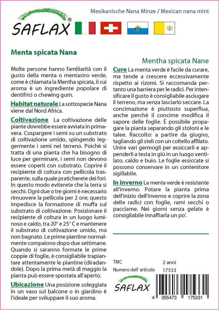 SAFLAX Garden in the Bag - Мексиканская мята нана - 500 семян - С субстратом в подходящем пакете - Mentha spicata