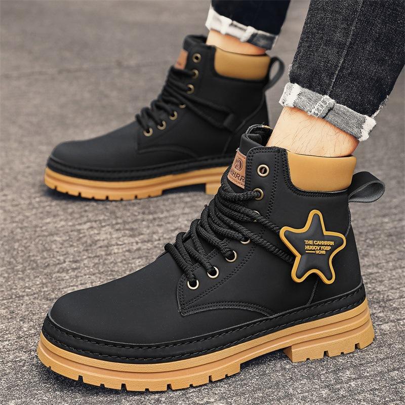 Пара маленьких желтых ботинок, мужские зимние высокие ботинки Martin с большой головкой, мужские ботинки Locomotive Tooling, новинка 2024 года