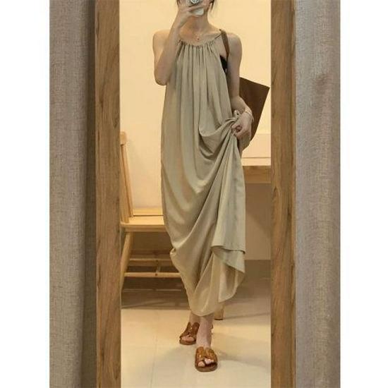 Французское нежное платье А-силуэта на тонких бретелях с завязками и карманами - Коллекция Лето 2024