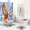 Christmas Waterproof Shower Curtain Four-Piece Combination Floor Mat Entrance Door Mat Bedroom Living Room Carpet