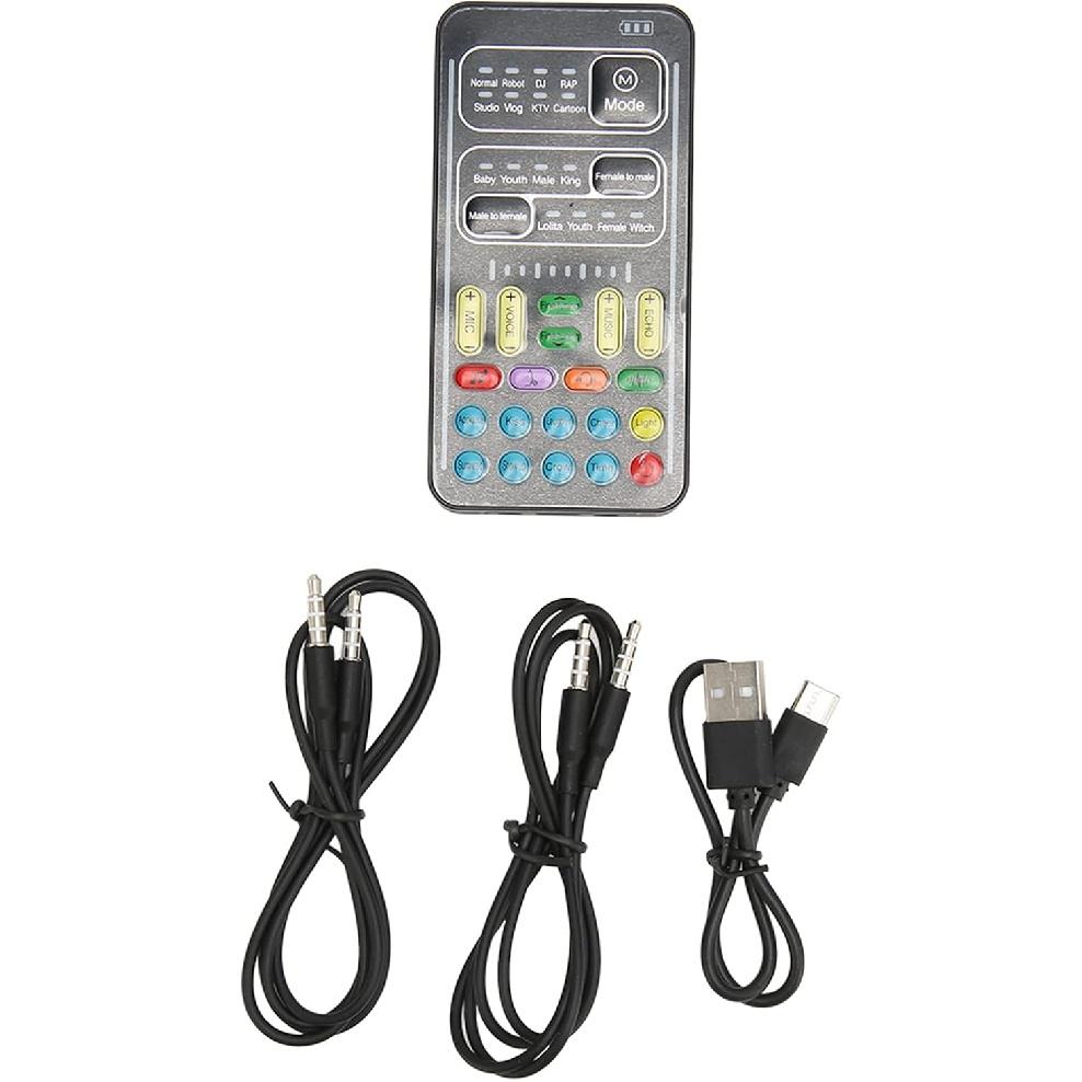 Live Sound Card Voice Changer, Portable Mini Voice Changer Device, Voice Disguiser with 8 Sound Effects Handheld Mini Sound Card, I9, for Mobile