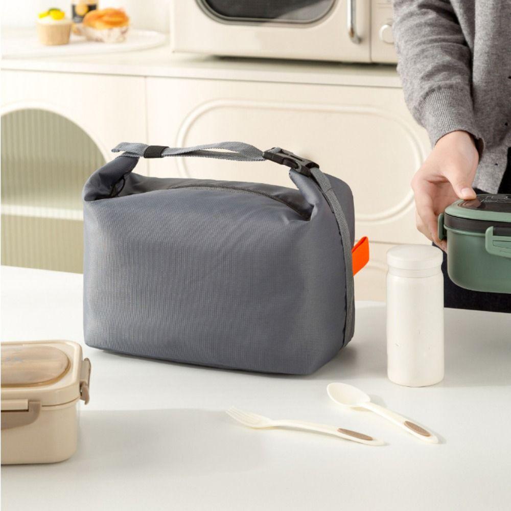 Portable Oxford Cloth Lunch Box Bag Large Capacity Waterproof Insulated Tote Bag Thickened with Handle Food Thermal Handbag