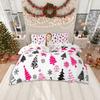 Homewish Девочковый Розовый Комплект Пододеяльника Санта Клауса для Детей, Мультяшный Постельный Комплект с Рождественской Елкой, Кавайный Постельный Комплект со Снеговиком