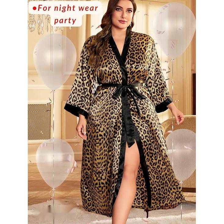 Женский халат на День святого Валентина больших размеров, сексуальный атласный халат, длинная одежда для сна