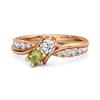 Peridot Twin Stone Pavé Ring - Sterling Silver Rose Gold Vermeil