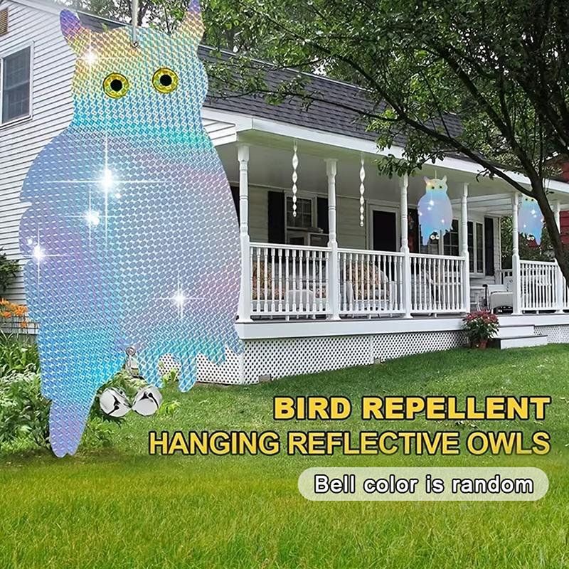 1/2/4/6Pcs Reflective Owl Fake Hawk, Plastic Hanging Reflective Bird Repeller, Outdoor And Garden Decorative Wind Chime