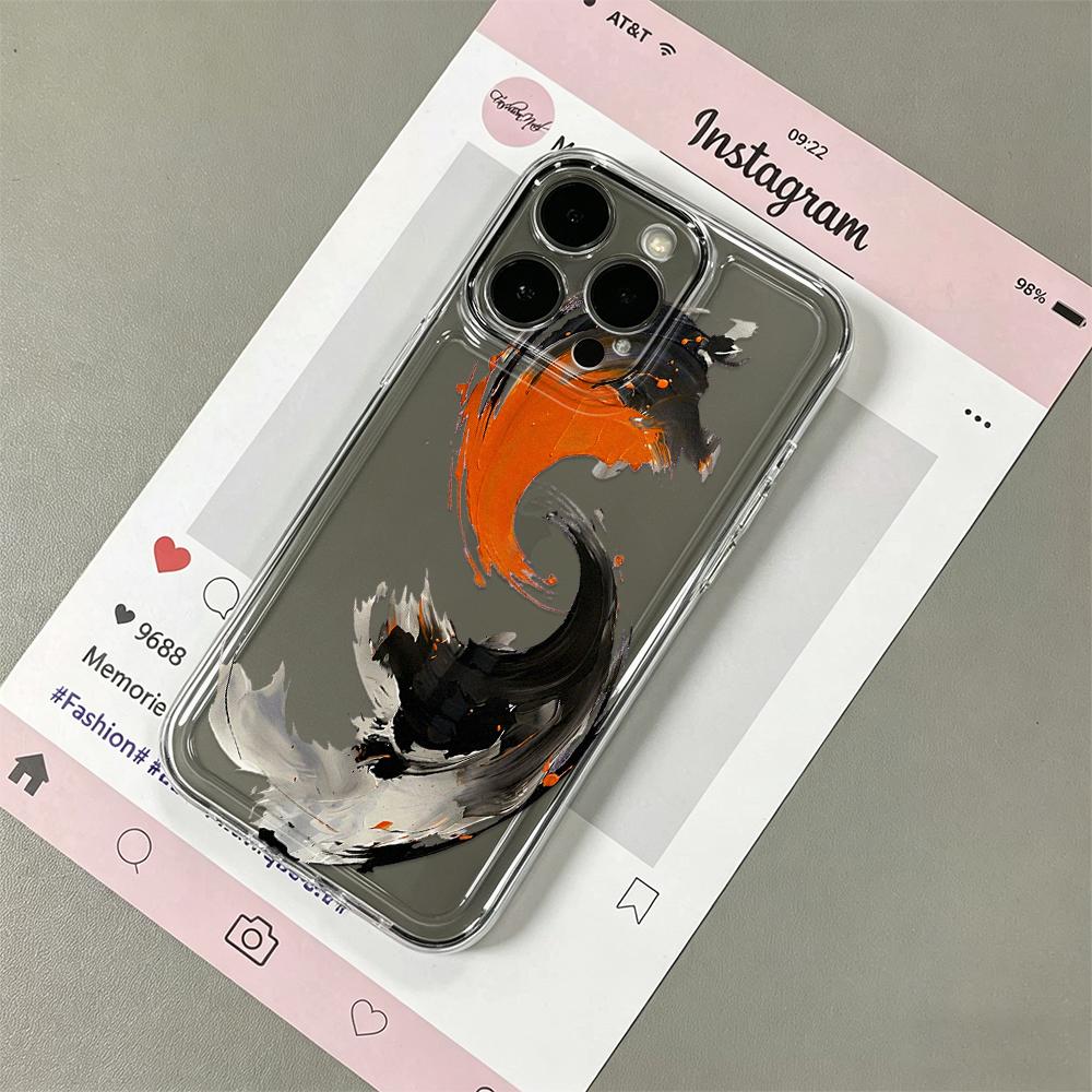 Мягкий чехол для телефона с рисунком Карп в чернилах для iPhone 17 Pro Max Чехол iPhone 16E 13 12 14 11 15 Pro Max Plus 17E Силиконовая ударопрочная задняя крышка