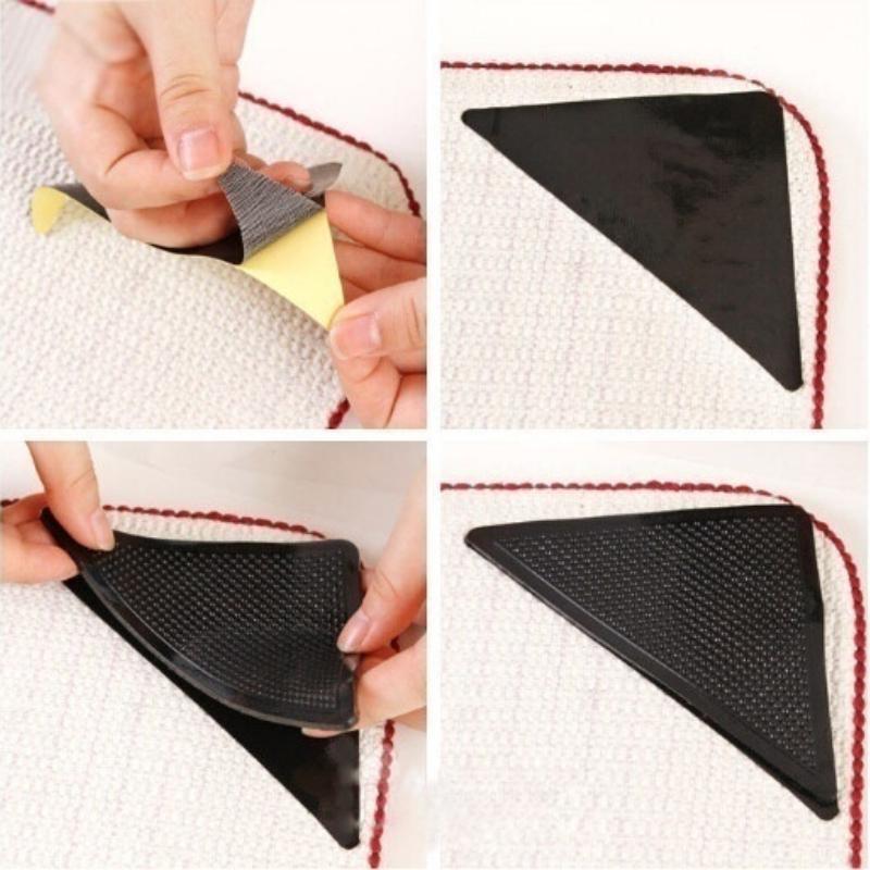 4 шт./компл., силиконовый коврик для ковров, захваты для коврика, нескользящие ручки, угловые коврики для дома, ванной, гостиной (цвет: черный)