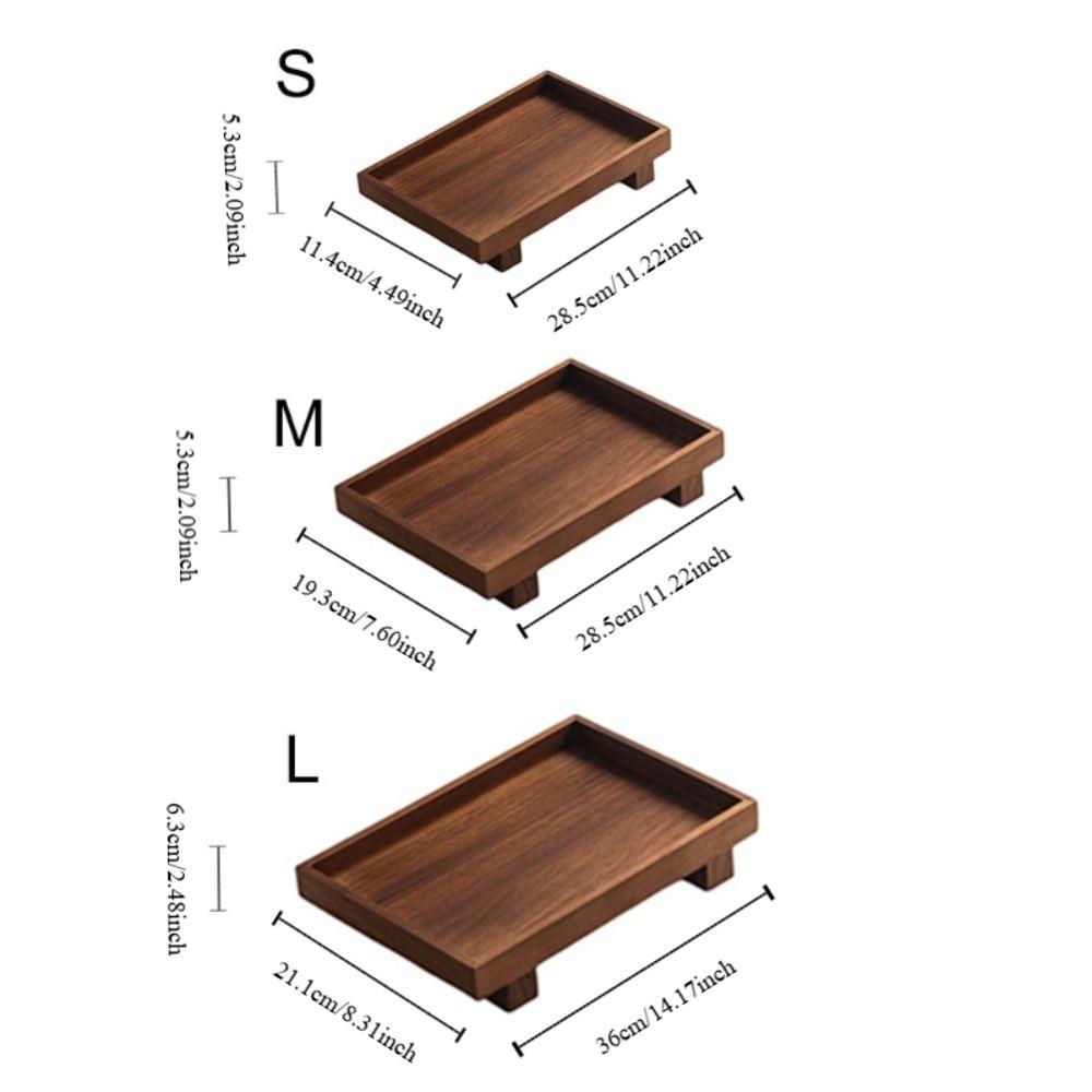High Feet Japanese Style Wooden Tray Rectangular Stable Jewelry Storage Plate Solid Wood Retro Desktop Shelf Massage Room